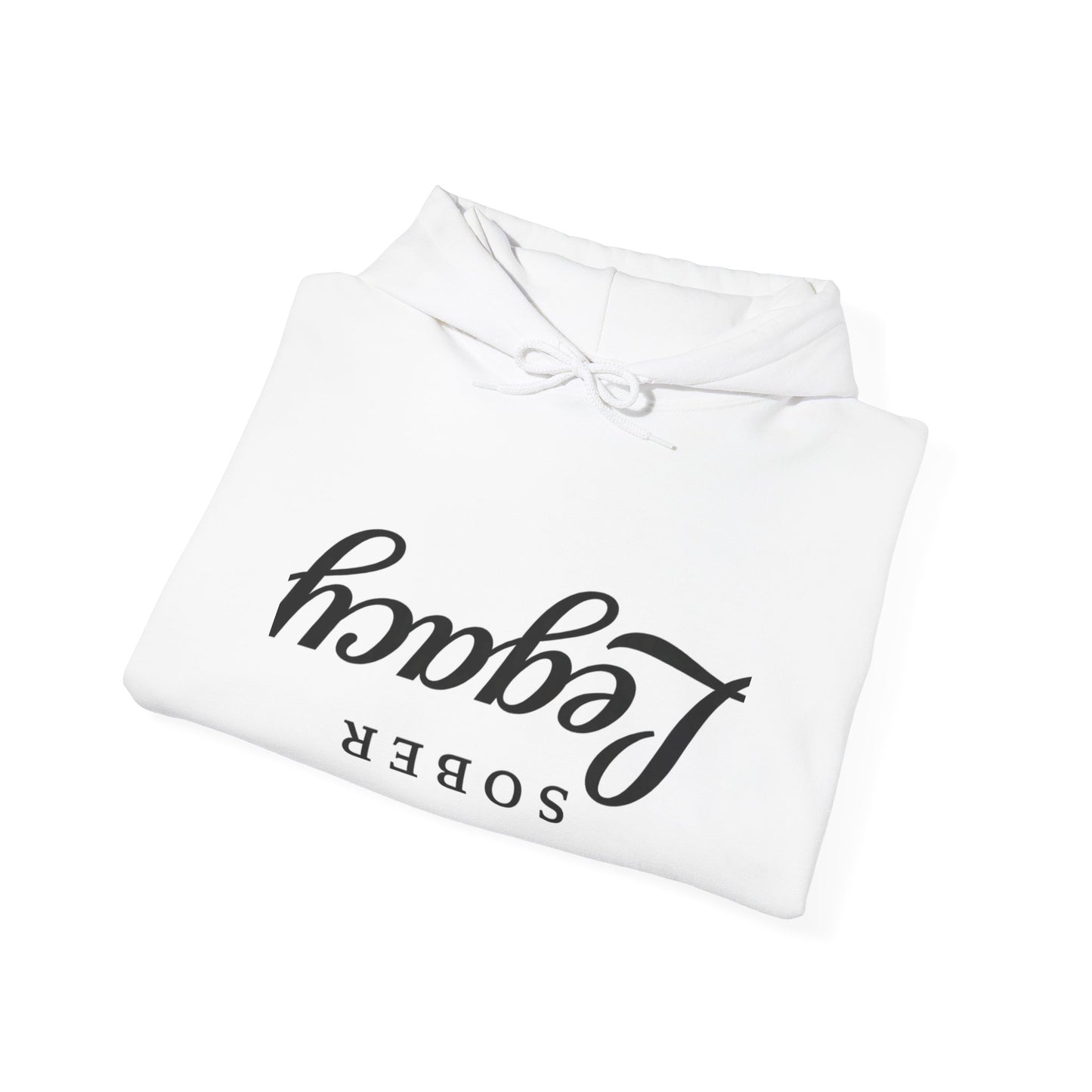 Hoodie "Sober Legacy" Upside-Down Script – Minimal Vintage Vibe