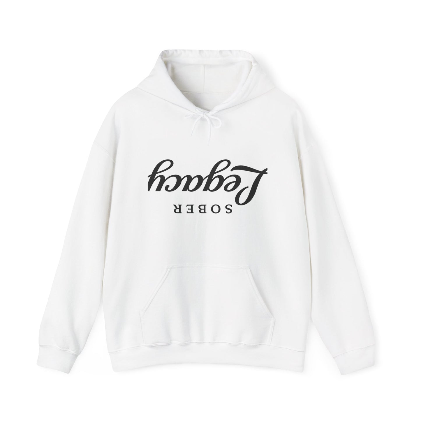 Hoodie "Sober Legacy" Upside-Down Script – Minimal Vintage Vibe