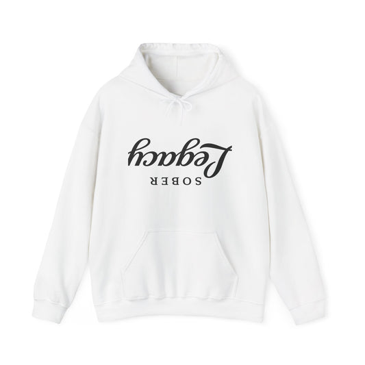 Hoodie "Sober Legacy" Upside-Down Script – Minimal Vintage Vibe